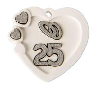 Ingrosso e Risparmio Bonbonnière d'anniversaire 25 ans, 12 pièces, application craie cœur avec alliances et numéro 25 en argent, marque-place confiée, mariage, arrivée de mariés, bricolage