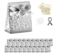 Ingrosso e Risparmio Bonbonnière d'anniversaire Lot de 10 boîtes à dragées en argent avec sachet pour décoration personnalisable, sachets de dragées, blanc au chocolat, mariage, 25 ans, pour mariés