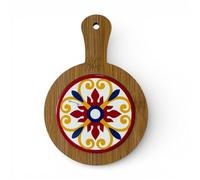 Ingrosso e Risparmio Bonbonnière de mariage, 1 pièce, dessous de plat, planche à découper en bois et céramique, carreaux ronds avec faïence rouge jaune idée anniversaire confirmation cadeau