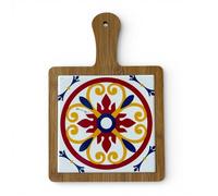 Ingrosso e Risparmio Bonbonnière de mariage, 1 pièce, dessous de plat, planche à découper en bois et céramique, carreaux carrés avec faïence rouge jaune bleu idée anniversaire confirmation cadeau