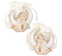 Ingrosso e Risparmio Bonbonnière de mariage, 6 pièces, boîte à dragées avec mariés, embrassés, en bois, couples mariés, marque-place, mariage