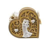 Ingrosso e Risparmio Bonbonnière de mariage, 6 pièces, boîte à dragées cœur sculpté avec mariés, embrassés en plâtre, couple mariés, marque-places de mariage