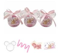 Ingrosso e Risparmio Bonbonnière de naissance, 10 boîtes en plexiglas Mickey Mouse, 12 sachets à dragées roses, 12 cartes personnalisables pour enfant, anniversaire, baptême, gadget (Fai da Te - Femme