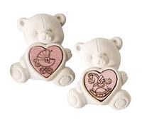 Ingrosso e Risparmio Bonbonnière de naissance, 12 pièces, application craie, ourson avec détails rose et cœur, avec landau, marque-place, baptême, fille, femme, premier anniversaire, gadgets confiés