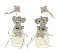 Ingrosso e Risparmio Bonbonnière de naissance, 12 pièces, boîte à dragées avec éléphant avec cerf-volant confié, marque-place pour fille, baptême, femme