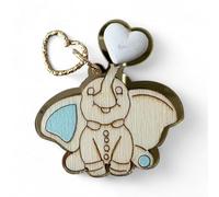 Ingrosso e Risparmio Bonbonnière de naissance, 12 pièces, pour naissance, 12 pièces, aimant, en bois, éléphant, avec plexiglas doré, ballon cœur, bleu ciel, marque-place, baptême, garçon, premier