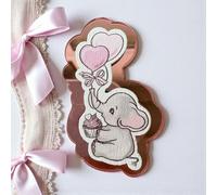 Ingrosso e Risparmio Bonbonnière de naissance, 12 pièces, pour naissance, 12 pièces, en bois, éléphant, plexiglas, rose, motif cœur, rose, marque-place, fille, baptême, femme, premier anniversaire