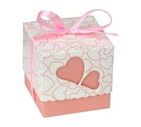 Ingrosso e Risparmio Bonbonnière de naissance pour fille, 20 pièces, boîtes en carton rose, avec double cœur, nœud inclus, porte-dragées marque-place, petite fille, femme, premier anniversaire