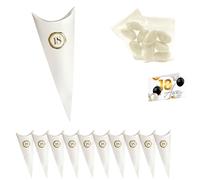 Ingrosso e Risparmio Bonbonnière pour anniversaire, 18 ans, 10 boîtes à cône avec 18 ans, couleur or, sachets, dragées, carte personnalisable, petit ami, fille, marque-places originaux, bricolage