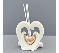 Ingrosso e Risparmio Diffuseur Essence en céramique en forme de cœur avec cœur à Miroir, bonbonnière mariage, anniversaire. Boîtes et baguettes incluses.