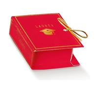 Ingrosso e Risparmio Lot de 10 boîtes à dragées en forme de livre de couleur rouge et or avec inscription graduée et touche porte-dragées à faire soi-même avec marque-places économiques magistrale