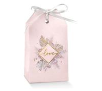 Ingrosso e Risparmio Lot de 10 boîtes à sachet de couleur rose avec décoration centrale florale et inscription Love porte-dragées marque-places de mariage en bordure de mariés