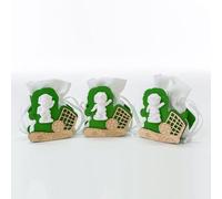 Ingrosso e Risparmio Lot de 12 boîtes à dragées en bois avec sachet blanc avec motif footballeur italien, bonbonnière, bricolage, anniversaire, confirmation, thème de football, événement sportif