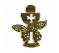 Ingrosso e Risparmio Lot de 12 bonbonnières pour communion, en plexiglas, couleur or, symboles sacrés, calice et hostie, enfant et petite fille, marque-places places pour enfant