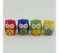Ingrosso e Risparmio Lot de 24 mini chouettes en céramique brillante colorée, assorties en 4 couleurs, porte-bonheur, souvenirs, dragées, marque-place anniversaire (sans emballage)