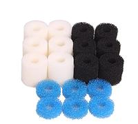 INGVIEE Compatible Pack de Valeur pour Eheim Aquaball 2208/2210/2212 60/130/180 (6X Charbon Actif, 6X Beige Cartouche Filtrante, 6X Bleu Mousse)