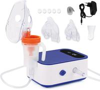 Inhalateur Nébuliseur À Compresseur, Inhalateur Amélioré Avec Écran Numérique Et Fonction De Synchronisation, Inhalateur Pour Le Froid Avec Bouchon De Traînée De Taux De Nébulisation - Bleu