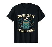 Inhale Coffee Exhale Chaos Mindfulness Yoga Caféine Design T-Shirt
