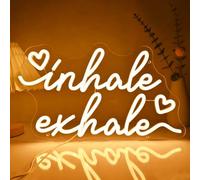 Inhaler Exhaler LED Signe de néon Lettres blanches chaudes Illuminer Signe Dimmable pour chambre Salon Décoration murale Décoration de fête d'anniversaire de la Saint-Valentin