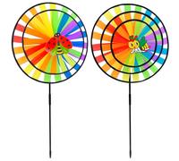 INHEMING 2 Pcs Moulin à Vent Arc-en-Ciel, à Fleurs colorées, Ø35 cm*28 cm*20 cm, Hauteur:72cm pour Balcon & Jardin, décoration d'extérieur, Multicolore