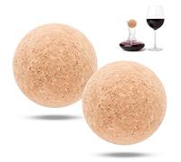 INHEMING 2 Pièces Bouchon de Carafe en Bois Rond, Bouchon en Forme de Boule de Liège en Bois pour Carafe à Vin (6.1 cm)