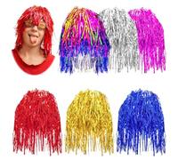 INHEMING 6 Pièces Perruque Métallique Brillant, Disco et Couleur Métallique - Perruques de Paillettes pour Halloween, Noël et Soirée Célibataire