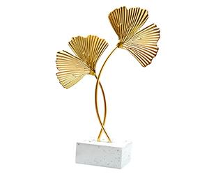 inheming Ornements de Feuilles de Ginkgo en métal, Sculpture de décoration de Bureau Feuille de Ginkgo Or, décoration d'intérieur créative Moderne, Statue pour Bureau, Chambre, librairie