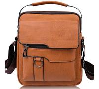 inheming Piccolo Messenger Bag per ufficio, Borsa a tracolla da uomo in pelle PU marrone,Borsello Uomo Pelle Tracolla Casual Borsa a Spalla da Lavoro 26cm*22cm*6cm