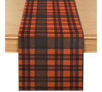 Inhobbok Chemin de Table Écossais, Nappe Tartan, Orange Marron, 40x140 cm, Style Campagne Chic, Linge de Table Rustique, Décoration Table Automne, pour Maman Festive, Ambiance Cosy Chaleureuse