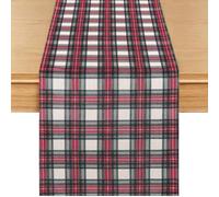Inhobbok Chemin de Table, Tartan Rouge et Noir, 33x183 cm, 1 Pièce, Style Chalet Chic, décoration Table noël, Tissu épais, pour Buffet Hiver, Repas festifs, Ambiance chaleureuse, Lavable