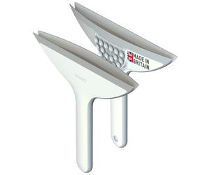 Inhouse Stick+Store Raclette de douche incurvée Fabriquée en Grande-Bretagne Duo 2 en 1 Lames droites et incurvées Nettoie sans traces sur les écrans incurvés et les surfaces planes de la salle de