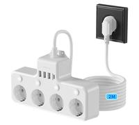 Inhwatek Prise Multiple Murale avec USB C, Multiprise 4 Prises Parafoudre et Surtension avec Interrupteur Individuel, Multi Prise Plate Murale, Bloc Multiprise pour Bureau de Cuisine