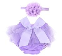 inhzoy Bébé Fille Culotte Bloomer avec Banteau Naissance Tulle Tutu Couvre-Couche Prop Photographie pour Baptême Anniversaire 0-9 Mois Lavende 3-6 Mois