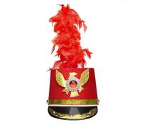 inhzoy Chapeau Fanfare Parade Enfant Fille Garçon Chapeau de Majorette Tambour Soldat Adultes Accessoires Halloween Carnaval Hat Type F Rouge M