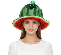 inhzoy Chapeau Soleil Mignon Et Confortable Large Bord Fête Plage D'Été | Design Pastèque Vivant Et Réaliste,Chapeau Original,Bon Maintien Forme,Costumes De Cosplay,Party,Rave,Halloween,Costume