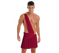 inhzoy Costume Déguisement Toge Grecque Romain Homme Cosplay Costume de Dieu Grec Antiquité Gladiateur Carnaval Halloween Empereur Romain Jupe S-3XL Rouge S