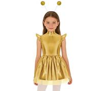 inhzoy Costumes D'aliens En 2 Pièces Pour Filles Robot L'espace Avec Serre-tête Costume D'extraterrestre Enfants Tenue Soirée Cinéma Or 7-8 ans