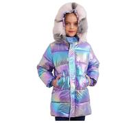 inhzoy Doudoune Enfant Fille Métallique Brillante Manteaux à Capuche Veste Parka Épaisse Hiver Chaud Zippé Blouson de Neige avec Poches Outwear 6-16 Ans Violet 11-12 ans