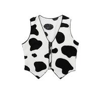 inhzoy Enfant Filles Garçons Vest d'honneur Fils Gilet Vache sans Manches Flanelle Débardeur de Cérémonie Soirée Mariage Gentilhomme Costume Halloween Carnaval Fête 2-8 Ans Blanc&Noir 4-5 Ans