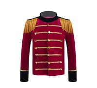 inhzoy Enfant Garçon Déguisement Fanfare Soldat de Plomb Veste Uniforme Révolution Française Napoléon Manteau Carnaval Noël Fête Cosplay Monsieur Loyal Halloween 4-16 Ans Rouge 9-10 ans