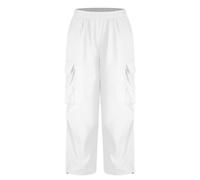 inhzoy Enfant Pantalon Cargo Garçon Casual Pantalon de Sport Taille Élastique Bas de Jogging Léger avec Multi-Poches Ado Pants 6-16 Ans B Blanc 5-6 Ans