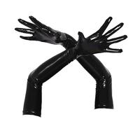 inhzoy femme Gant Long Sexy Cuir Rouge Noir Wetlook Gants Longs en Latex Adulte Gant de Soirée Cérémonie Gant de Danse Club Dsco Clubwear Cosplay S-XXL Noir M