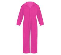 inhzoy Garçons Filles Combinaison Salopette de Travail Loisir Zippé/Bouton Vêtement de Travail Bodysuit de Sécurité pour Enfants Combinaison de Chaudière 6-16 Ans Rose vif 7-8 ans