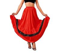 Inhzoy Jupe Danse Espagnole Flamenco Femmes Maxi Grande Balançoire à Volant Longue Danse du Ventre Latine Costume Ballroom Performance C 360 Degrés Taille Unique