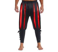 inhzoy Pantalon Médiéval Homme À Cheville Bandée Pantalon Renaissance Viking Pirate Navigateur À Lacets pour Halloween Rouge M