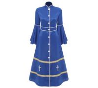 inhzoy Robes De Soutane Pour Femmes Vêtements Liturgiques Clergé Ministre Cosplay Robes De Pasteur D'église Chaire Vêtements Liturgiques Bleu royal 3XL