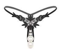 inhzoy Tangas à Perle pour Femmes Broderie sous-vêtements Sexy Thong Ficelle Lingerie G-String Culotte de Nuit Noir B M