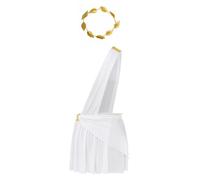 inhzoy Toge Romaine Homme Déguisement Costume Dieu de l'Olympe Mythologie Grecque Halloween Carnaval Rétro Tunique avec Doré Couronne Laurier Blanc L
