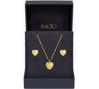 Inicio Inicio Gold Cubic Zirconia Ridged Heart Set Gift Box