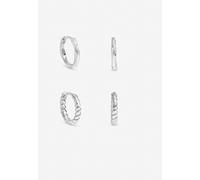 Inicio Inicio Sterling Silver Plated Polished Hoops Pack of 2